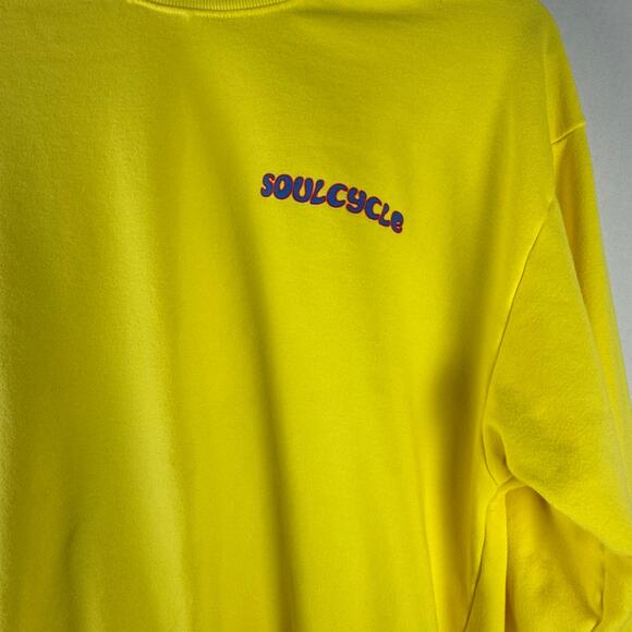 SoulCycle Derek Sweatshirt Crew Neck Size M Yellow Oversize Fit Graphic‎ Casual - Picture 2 of 5